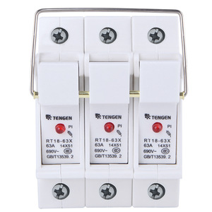 เท็นเก้น RT18-63X 3P ฐานฟิวส์ 63A 14X51 มม. ตัวยึดเซรามิกพร้อมไฟแสดงสถานะ - Product Image 1