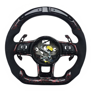 Nouveaux produits : Volant en fibre de carbone forgée avec LED et revêtement en daim pour Volkswagen Golf 7 GTI - Product Image 1