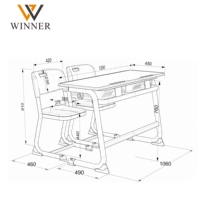 Ensemble de chaises de bureau en plastique pour deux personnes, de haute qualité, réglables en hauteur, design ergonomique, tiroir écologique pour une utilisation en classe