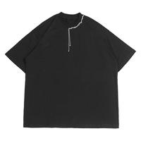 T-shirt en coton tricoté d'été décontracté pour hommes populaires avec décoration de chaîne en métal de cou