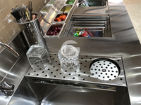 Bar à cocktails mobile pour usage extérieur personnalisé, barman mobile, bac à glace, planche de drainage, station à cocktails portable