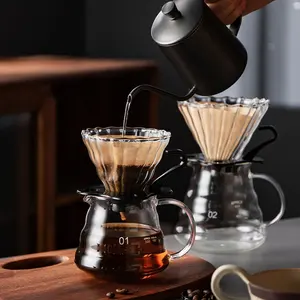 Glas Kaffeekanne Wolken förmiger Kaffees erver V60 Gießen Sie über Set Kaffeefilter kessel Wieder verwendbare hitze beständige Teekanne