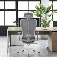 Nouvelle chaise de bureau ergonomique moderne en maille de bonne qualité, pivotante, avec accoudoirs réglables, support lombaire, appui-tête et vérin à gaz certifié classe 3