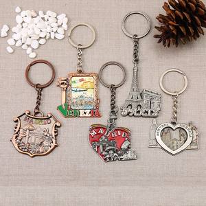 Attractions mondiales porte-clés en métal Rome dubaï Paris Venezia Madrid visite de la ville étrangère Souvenir artisanat en métal porte-clés - Product Image 1