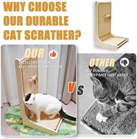 Griffoir pour chat en bambou/bois en forme de L, moderne et luxueux, protège les meubles, jouet pour chat à poser au sol pour les besoins de griffonnage des félins