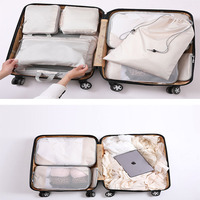 Ensemble de cubes d'emballage de 6 pièces, sacs de compression en nylon et en maille imperméables avec fermeture à glissière pour la valise et l'organisation des bagages de voyage