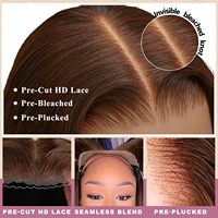 Peluca de cabello humano con frente de encaje 13x6 HD sin pegamento marrón chocolate prearrancado con cabello de bebé marrón oscuro 5x5 pelucas con cierre de encaje para mujer