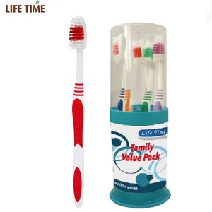 批发价值5 pcs塑料牙刷家庭牙刷牙刷杯架带盖支架
