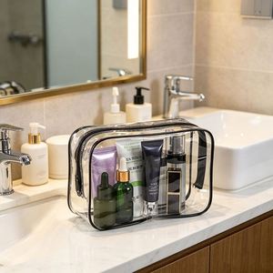 Custom Logo <b>Transparent</b> PVC Cosmetic <b>Bag</b> Waterproof Portable Stain Resistant Toiletry Pouch Zipper Travel <b>Makeup</b> Organizer - Product Image 3