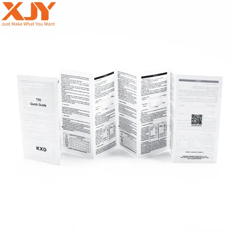 XJY hotel card poster Product Manual Leaflet Specification Manual folding Color waterproofing instructions English book