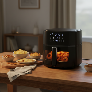 Friggitrice ad Aria con Controlli <span class=keywords><strong>Touch</strong></span>, 4 Programmi Preimpostati, Tecnologia Hi-Fry, Extra Croccante, Cestello in Plastica Antiaderente Lavabile in Lavastoviglie, Nero - Product Image 1