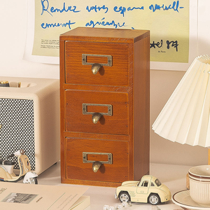 ZAKKA, organizador de escritorio Retro, gabinete, caja de almacenamiento de madera desgastada, tres cajones, Material PP, stock listo para envío directo 041 - Product Image 4