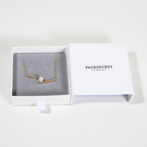 Custom Logo Sliding Drawer Jewelry Packaging Box Cardboard <b>Paper</b> Necklace Storage Gift Box with Foam Insert - Product Image 5