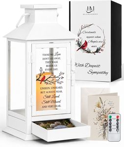 Lanterne funéraire rustique en bois avec tiroir, cadeau de commémoration pour la perte d'un être cher, porte-bougie funéraire - Product Image 4