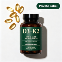 Capsules de Vitamine D3 K2 5 HTP à Marque Blanche, Logo Personnalisé, Fabricant OEM ODM, Complément Fonctionnel pour le Soutien Immunitaire, 120 Gélules Molles