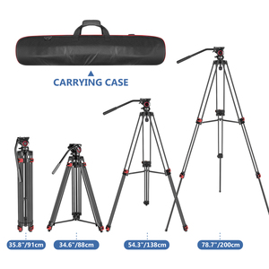 <span class=keywords><strong>Trépied</strong></span> vidéo professionnel robuste <span class=keywords><strong>NEEWER</strong></span> 77 pouces en alliage d'aluminium + tête fluide à 360 degrés, plaque à griffe rapide/niveau à bulle - Product Image 2