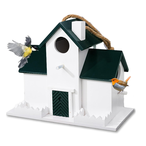 Toptan 3 delik açık ahşap kuş evi kuş besleyici ile büyük asılı mavi kuş evi - Product Image 1