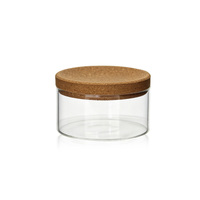 Pot de rangement cylindrique en verre minimaliste avec couvercle en liège scellé, empilable, pour bonbons, articles divers, thé, décoration esthétique pour la maison et la table