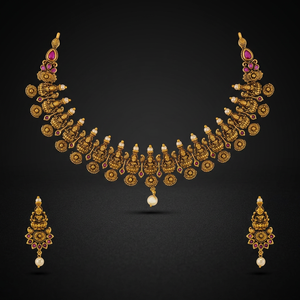 Vintage Flower Shape Short <b>Ruby</b> <b>Necklace</b> for Wedding Occasions - Product Image 3