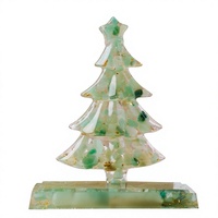 Décoration de Noël en résine verte en forme de cristal, ornement d'arbre, décoration de table intérieure, décoration de fête, décoration de maison, fournitures de fête