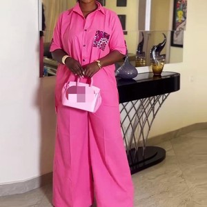 Summer New Arrival Women's Casual Short-Sleeve Shirt and <b>Pants</b> African 2-Piece Set Fashion - Product Image 4