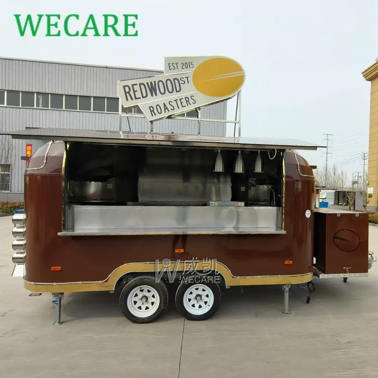مقطورة طعام وي كير ايرستريم متنقلة شاحنة طعام مصممة بالكامل للمطاعم