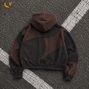 เสื้อฮู้ดดี้ซิปแบบโอเวอร์ไซส์ ผ้าฝ้าย 100% สกรีนโลโก้ตามสั่ง ทรงวินเทจ ล้างสีแบบแอซิดวอช สำหรับผู้ชาย - Product Image 4