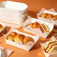 Boîte à emporter octogonale en papier pour boulangerie avec doublure anti-graisse pour pain feuilleté, pâtisserie, gâteau et desserts