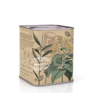 Custom design airtight square tins for coffee cocoa powder tin packaging custom lever lid square tin box