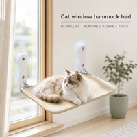 Lot de 2 repose-convalescents pour chat robustes à fixer sur fenêtre, hamac pliable et empilable avec 8 ventouses puissantes, structure métallique et réversible