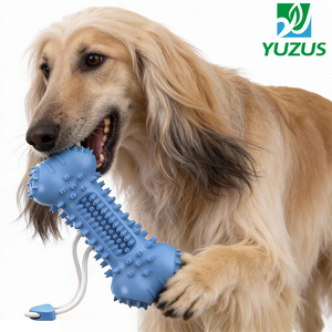 TPR製の丈夫な犬用噛むおもちゃ、噛みつきに強い歯磨き効果のあるインタラクティブな引っ張りっこおもちゃ（攻撃的な噛みつきをする犬用） - Product Image 1