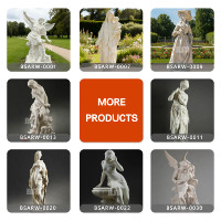 Statue de Poséidon (Néptune) en marbre naturel BSA sur chariot, dieu grec, sculpture marine pour fontaine de jardin extérieure, décoration de villa