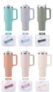 Bouteilles en acier inoxydable avec poignée et paille, gobelet isotherme à vide pour <span class=keywords><strong>voiture</strong></span> et extérieur, isolation thermique de 6 à 12 heures, logo personnalisé - Product Image 2