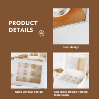 Mini fenêtre transparente blanche personnalisée, 2 4 6 8 trous, tasse à muffins, gâteau, Cupcake, boîtes d'emballage en papier