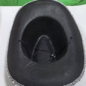Sombrero vaquero rosa con ribete plateado, ala ancha, estilo fiesta para mujer, primavera-verano, transpirable, protección solar - Product Image 4