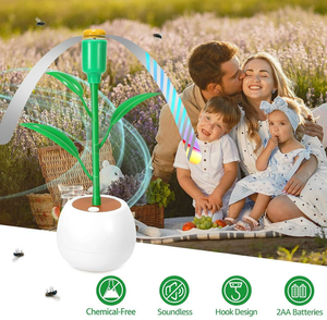 Ventilador Repelente de <span class=keywords><strong>Moscas</strong></span> <span class=keywords><strong>para</strong></span> Macetas con Forma de Hoja Verde, Funciona con Pilas, ABS, Malla de Níquel, Zinc y Hierro, Portátil, Plegable, <span class=keywords><strong>para</strong></span> Uso en Verano - Product Image 2