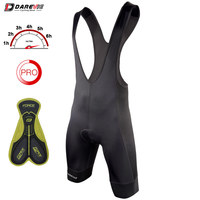 Shorts de vélo Darevie pour hommes, rembourrés en gel 3D, antichoc, avec bretelles, respirants, noirs