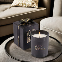 Boîte à bougies personnalisée d'approvisionnement en usine, bougie en verre dépoli parfumée à la cire de soja naturelle sans fumée