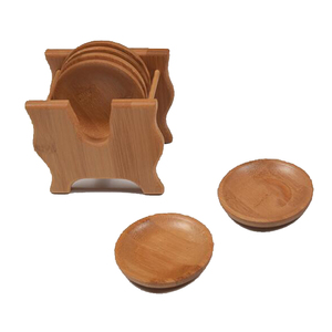 Posavasos cuadrado redondo de <span class=keywords><strong>madera</strong></span> de bambú, no tóxico, alta calidad, con soporte - Product Image 2
