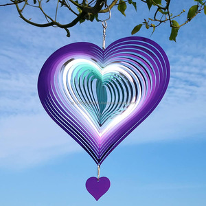 Molinillo de Viento 3D con Forma de Corazón, Degradado, Colgante, de Acero Inoxidable, Ideal para Regalo, Decoración de Jardín, Esculturas Activas del Viento - Product Image 4
