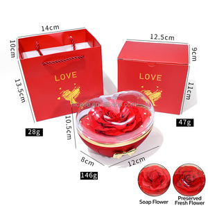 Scatola di Gioielli a Forma di Cuore con Rose Eterne, Fiori Veri Conservati e Vassoio per Anello di Fidanzamento, Regalo Romantico per Lei (Vendita all'Ingrosso) - Product Image 5