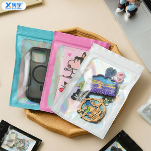 Bolsa Holográfica Autosellable con Cierre, Bolsa de Aluminio Laminado para Joyería con Ventana Transparente para Estuche de Teléfono, Llavero - Product Image 1