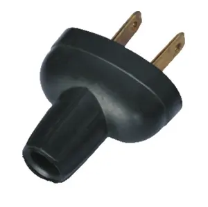 two pins black rubber plug male