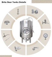 Réservoir à bière Brite 200L 2HL 1BBL monocouche en acier inoxydable, réservoir sous pression pour l'alcool
