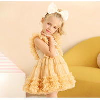 Style doux des petites filles nouvel été genou longueur couches gonflé Tutu jupe princesse Lolita robe en Tulle à la mode