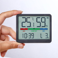 Horloge numérique de température et d'humidité à grand écran LCD avec indicateur de confort (DRY COMFORT WET), design minimaliste et affichage précis de l'heure