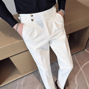 Nouveau <span class=keywords><strong>pantalon</strong></span> <span class=keywords><strong>de</strong></span> costume décontracté pour homme, style coréen, tendance, respirant, perlé, coupe slim britannique, fuselé, polyvalent, collection printemps - Product Image 1