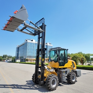 Chariot élévateur tout-terrain <span class=keywords><strong>3</strong></span>,5T/4T/5T et chargeuse sur pneus 4x4, équipé de pneus semi-solides, idéal pour l'utilisation en usine et sur chantier. - Product Image 2