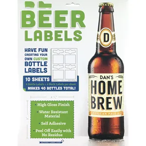 Étiquettes de bouteilles de bière personnalisées Neato-étiquettes imperméables, imprimables, Super brillantes, en vinyle, sans déchirure pour imprimantes à jet d'encre et Laser, 10 S