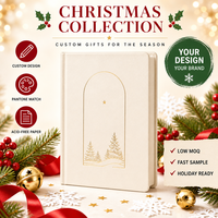 Carnet A5 personnalisé Noël Forêt de Neige Ivoire, reliure cousue, estampage à chaud or, 80 feuilles, cadeau d'entreprise, papier numérique